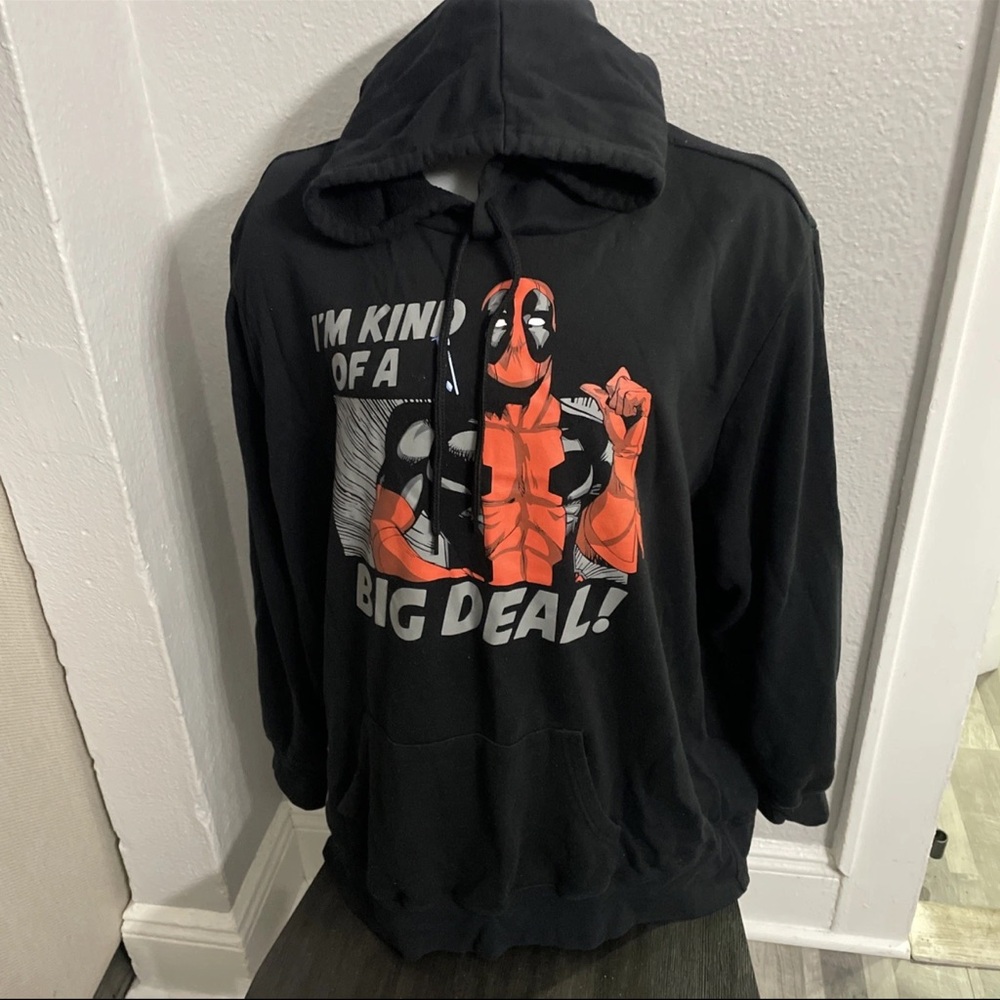 Marvel Mens Black Deadpool Graphic Pullover Hoodie Sweatshirt XXX-Large